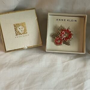 ANNE Klein Gold-Tone Pavé Poinsettia Pin
